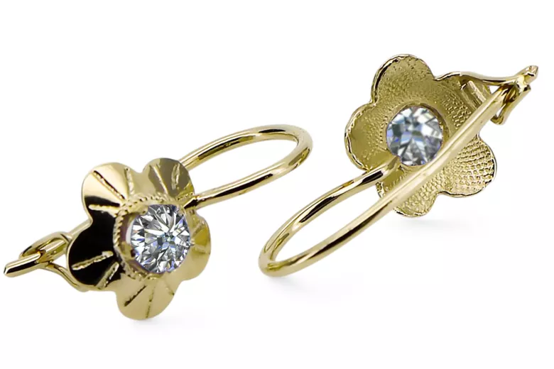 Vintage style  Cyrkónia 14k žlté zlato vec028y